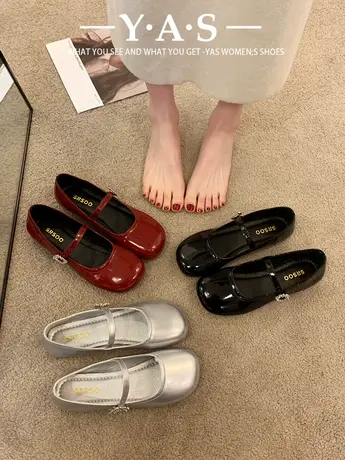 法式晚风圆头浅口单鞋女平底2024春季款韩版温柔仙女玛丽珍小皮鞋商品大图