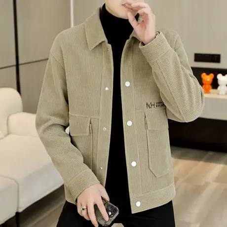 高级感潮流男士加厚毛呢夹克青年痞帅短款呢子风衣秋冬季刺绣外套商品大图