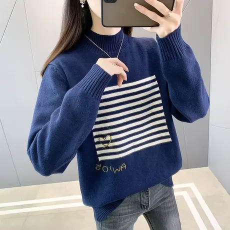 半高领毛衣宽松套头打底衫女春装2023年新款内搭爆款洋气针织衫女图片