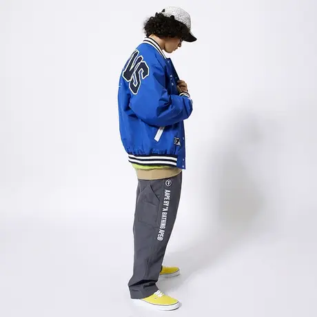 Aape旗舰店男装秋冬字母刺绣纯色宽松直筒休闲长裤6784XXH商品大图