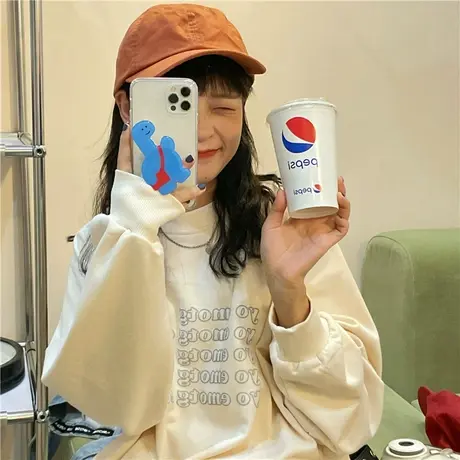 红续2023新款春装美式复古卫衣女宽松薄款设计感小众oversize上衣图片