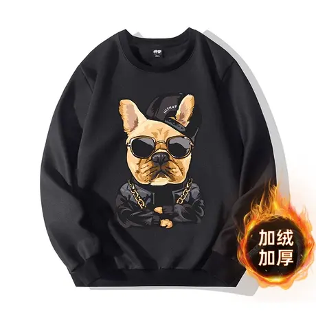 伟臣2022秋冬新品加绒抓绒圆领卫衣胖子加肥加大宽松肥佬百搭打底商品大图