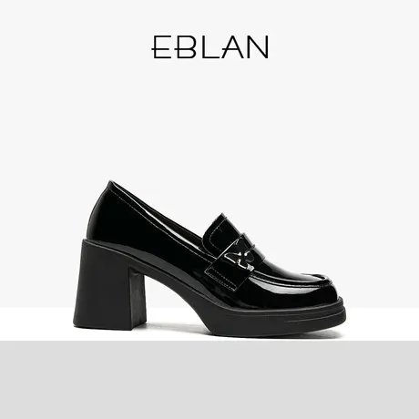 EBLAN/伊伴2025春季新款女鞋高跟乐福鞋增高厚底时尚百搭休闲舒适图片