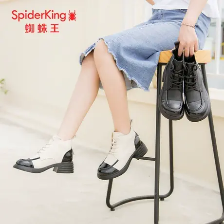SPIDER KING/蜘蛛王马丁靴女真皮2023秋商场新款短筒单里英伦风粗图片