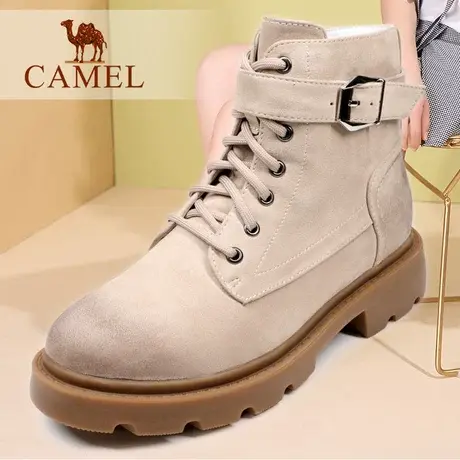 Camel/骆驼女鞋 冬季加绒保暖牛筋底短靴子 户外休闲马丁靴旅游鞋商品大图
