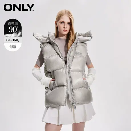 ONLY2023秋冬新款90白鸭绒保暖连帽短款马甲羽绒服女|123423036商品大图