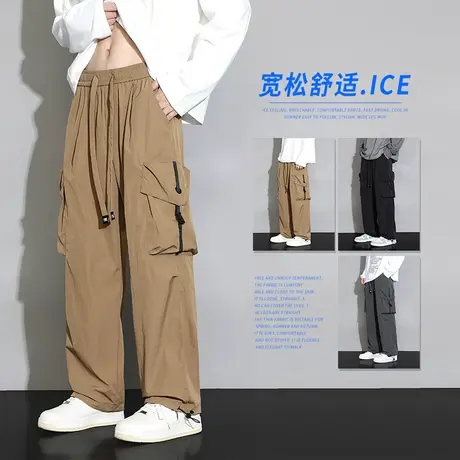 美式工装裤子男宽松春秋季潮牌束脚九分休闲裤新款青少年男士长裤商品大图