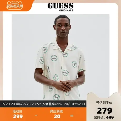GUESS Originals男士字母翻领短袖衬衣-M2GH12WD4Z2商品大图