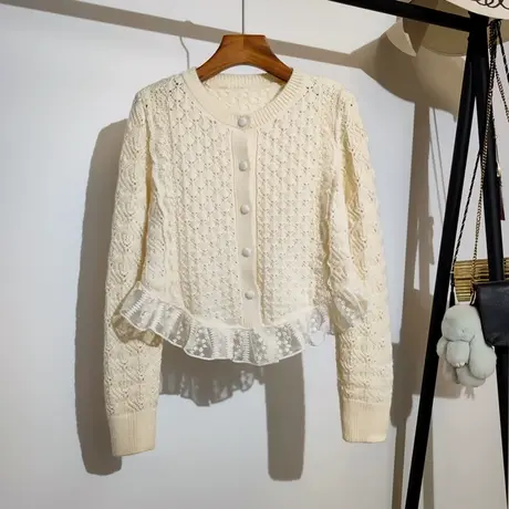 小香风针织开衫女秋冬新款法式洋气宽松圆领时尚百搭长袖毛衣外穿商品大图