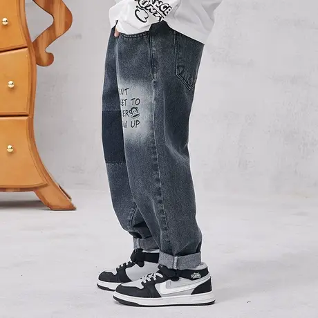 大嘴猴童装儿童牛仔长裤男女童2023秋季新品中大童舒适潮搭牛仔裤商品大图