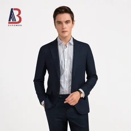 BAROMON/培罗蒙男士羊毛单西2023秋款羊绒西装上衣桑蚕丝西服外套图片