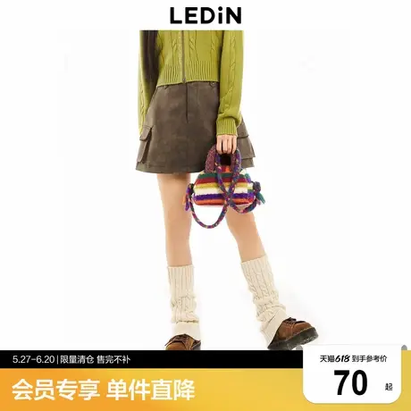 乐町复古工装短裙秋冬新款女时尚半身裙C2GED4105商品大图