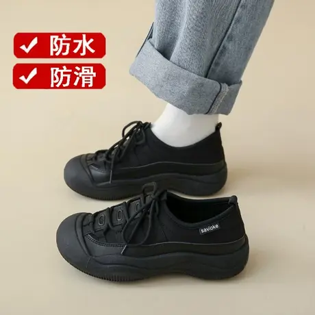 老北京布鞋女全黑色帆布运动鞋女秋季防滑肯德基工作鞋久站不累脚商品大图