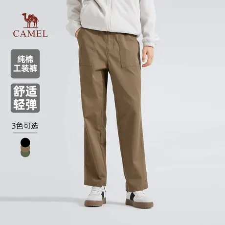 骆驼男装纯棉工装裤男女士2025新款春秋季直筒宽松弹力休闲长裤子商品大图