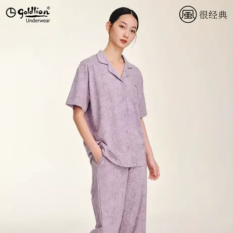 金利来睡衣女夏季2025新款纯棉可外穿短袖印花家居服睡衣睡裤套装商品大图