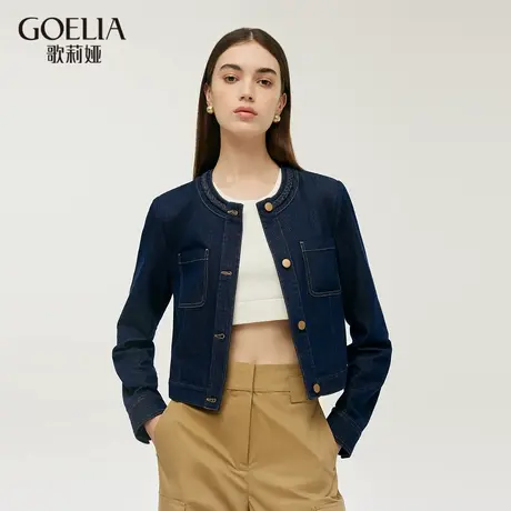 歌莉娅牛仔短外套女2024初秋新款气质圆领超好看小外套1C8C6Q360商品大图