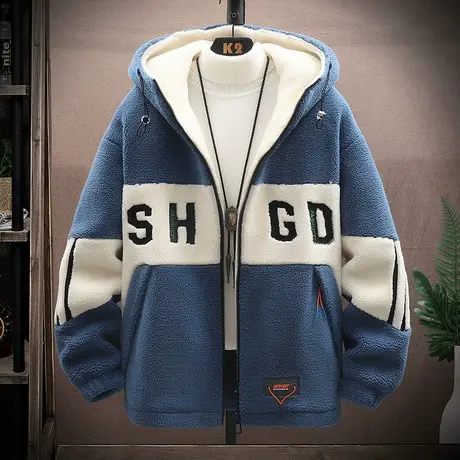 羊羔毛加厚外套12岁男孩13初中学生14帅气颗粒绒夹克15大童秋冬装商品大图