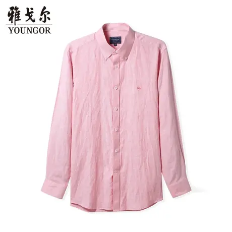 雅戈尔奥莱 商场同款男士长袖衬衫秋季新款官方商务汉麻长袖衬衣商品大图