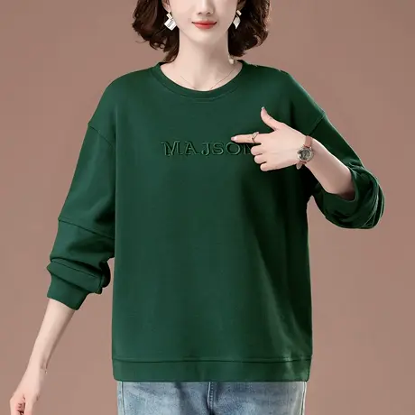 中老年妈妈卫衣春秋新款加大码女装宽松百搭休闲无帽显瘦上衣外套商品大图