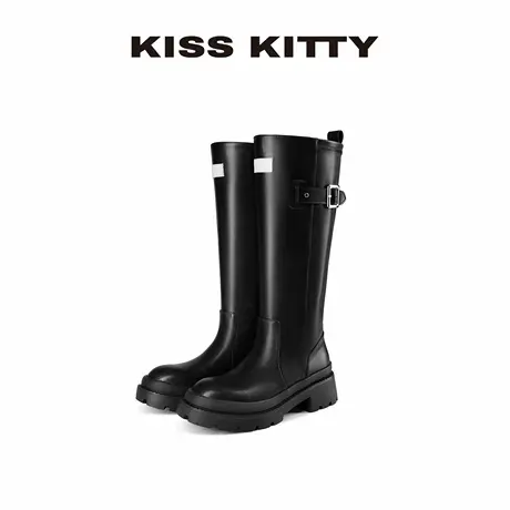 KISSKITTY25秋季新款长筒骑士靴显瘦显高长靴子黑色百搭弹力靴女商品大图