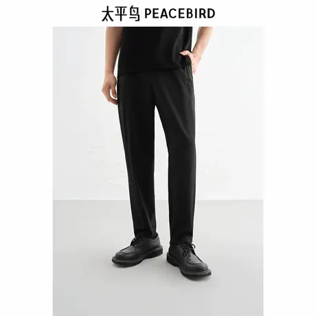 【商场同款】太平鸟男装休闲裤25夏黑色锥形西裤潮 B1GGF2280商品大图