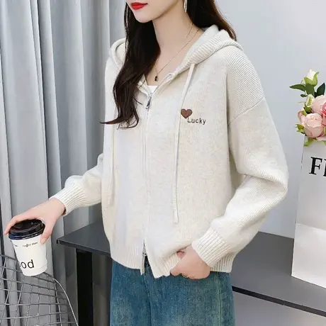 连帽毛衣外套女上衣2023秋装新款爆款针织开衫时尚洋气短款衣服女商品大图