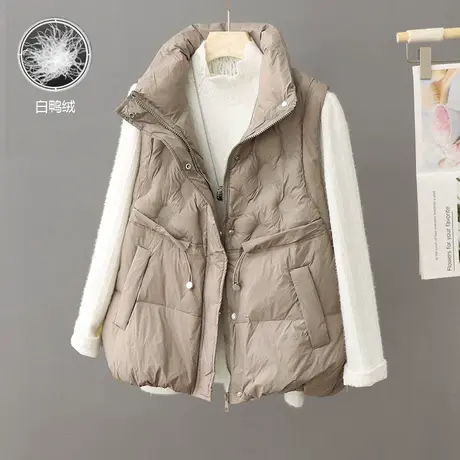 休闲洋气羽绒马夹背心女冬2023新款韩国白鸭绒羽绒服马甲外套坎肩图片