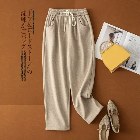 享永子【温暖时尚】仿羊绒复合银狐绒舒适百搭翻边休闲裤长裤女图片