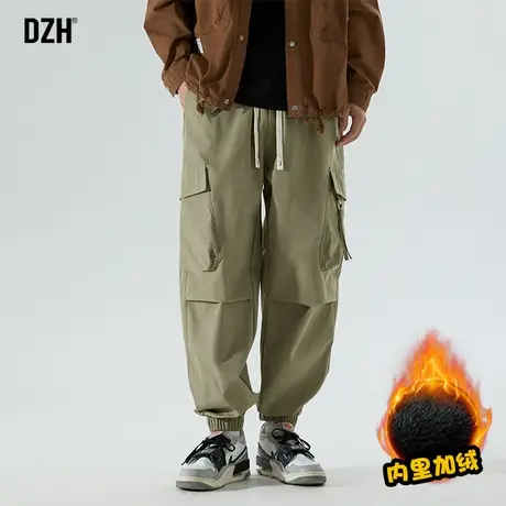 男士加绒裤子男款冬季加绒工装裤男2023新款束脚裤美式冲锋裤男裤商品大图