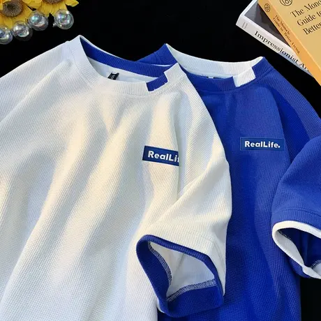 假两件短袖T恤男夏季ins潮流百搭休闲半袖男女宽松港风圆领上衣服商品大图