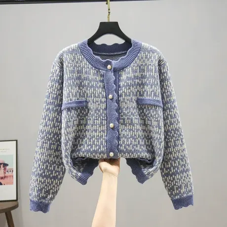 开衫女2023春装新款复古温柔风外套针织上衣毛衣新款小香风针织衫商品大图