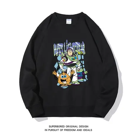 趣味卡通印花卫衣男秋冬新款青少年宽松休闲圆领套头上衣图片