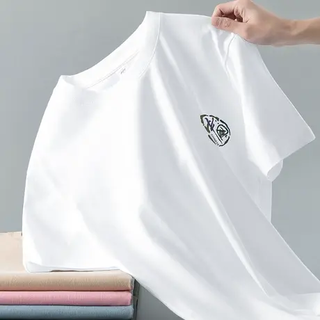 美式重磅纯棉t恤男短袖中国潮流白色上衣服美式全棉体恤宽松半袖商品大图