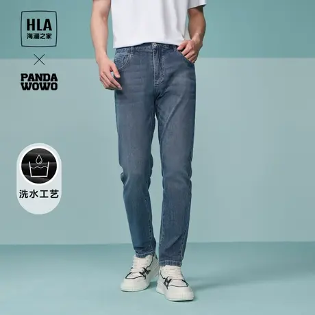 HLA/海澜之家PANDA WOWO宽松锥形牛仔裤24春夏季新款微弹裤子男士商品大图