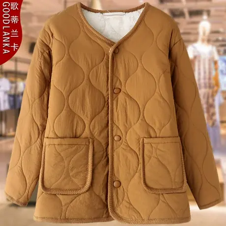 加肥加大码中年胖妈妈冬季羽绒棉服宽松洋气百搭加绒保暖棉衣外套图片