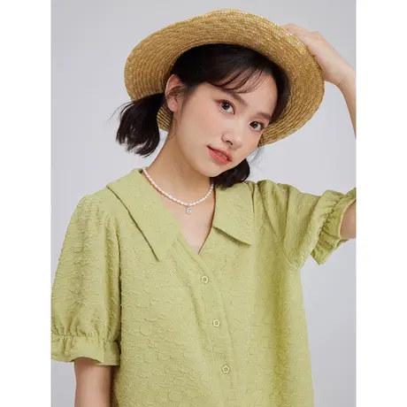 尔给木耳边t恤2022年新款设计感小众法式温柔气质短袖上衣女夏商品大图