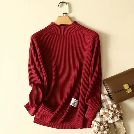春装2024年新款半高领套头毛衣女宽松外穿慵懒风加厚针织打底衫女图片