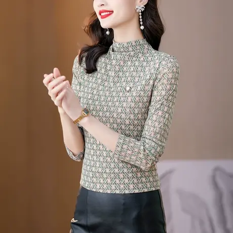 加绒时尚长袖t恤打底衫女秋冬装2023年新款高端别致上衣时髦小衫图片