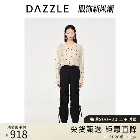 DAZZLE地素奥莱23春季新款法式甜美别致网纱刺绣蕾丝上衣衬衫内搭图片
