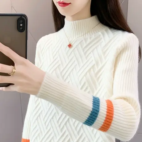半高领加厚菱格毛衣女内搭毛衣女2023年新款爆款女士打底衫秋冬季商品大图