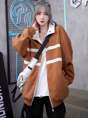 美式街头两面穿外套女秋季2023新款设计感宽松百搭复古工装夹克潮图片