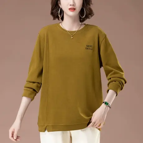 卫衣女春秋新款加肥加大码女装宽松中年妈妈无帽休闲遮肚显瘦上衣商品大图