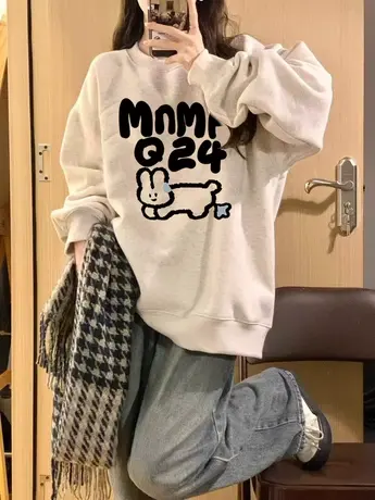 美式复古hiphop潮牌卫衣女春秋薄款宽松oversize慵懒风小个子外套商品大图