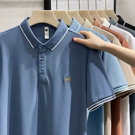 polo衫男士短袖高端商务男装上衣服潮流翻领t恤男潮牌ins夏季薄款商品大图