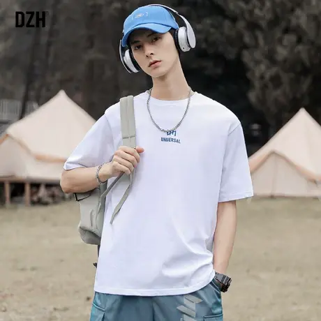 男士白色短袖男款半袖t恤男夏季宽松潮牌男装衣服2023新款体恤白t商品大图