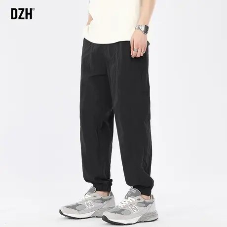 男士黑色冰丝裤子男夏季薄款2023新款美式束脚休闲裤宽松长裤速干图片