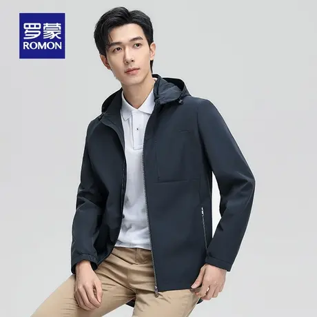 【直播专属】罗蒙牛奶丝可脱卸帽男夹克春季休闲简约百搭防风外套商品大图
