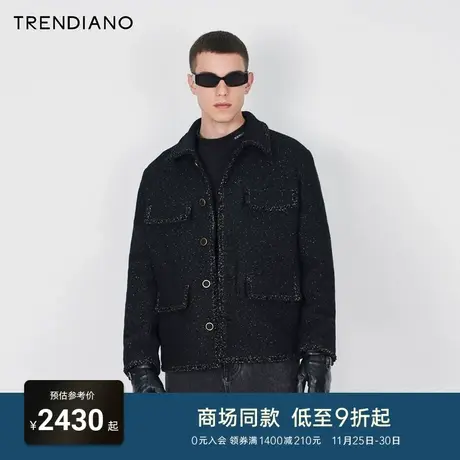 TRENDIANO经典系列绵羊毛小香风合身呢料外套男2023新款冬季商品大图