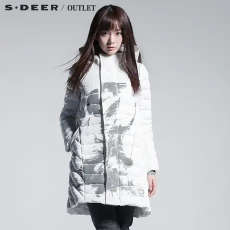 s.deer【上新】圣迪奥专柜正品水墨印花女士连帽羽绒服S13482499图片