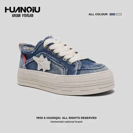 环球官方旗舰店鞋新款透气百搭牛仔布帆布鞋学生运动休闲板鞋女潮商品大图